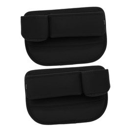 iplusmile 2pcs Car Seat Gap Filler Organizer Durable PU Storage Box for Keys Cards Phones Sunglasses Small Items Easy Installation Accessible Design Black