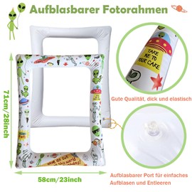 Alien Photo Frame Decoration Inflatable Photo Frame UFO Birthday Decoration Green Aliens Photo Props Children's Birthday Decoration Party Accessories