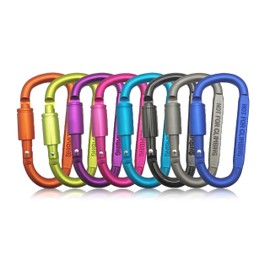 Senshuomy Carabiner Clip,Keyring,Metal Clips with Screw Lock for Hammock,Camping, Hiking, Backpack and More-Not for Climbing(8pcs/Colour)