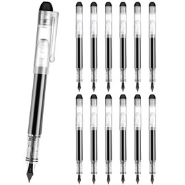 Karhood Disposable Fountain Pens for Writing - Fine Point Nib, Pack of 12, Black