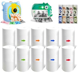 10 Rolls Multicolor Printer Paper for Kids Instant Camera HD Printing Thermal Printing Paper Set Portable Refill Paper (Red/Orange/Blue/Green/Black)