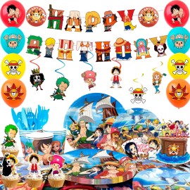 inboxxarty One Piece Birthday Party Supplies,Luffy One Piece Party Decorations Balloons Cup