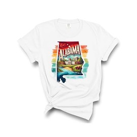 Alabama State - Travel the World USA Souvenir Shirt - White T-Shirt (M)
