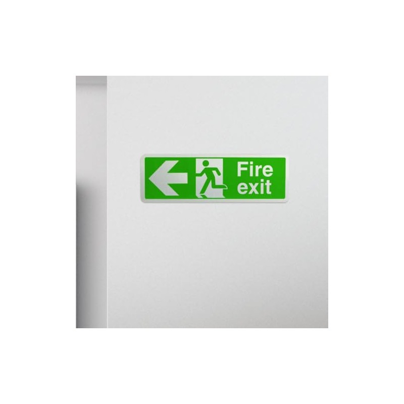 V Safety Fire Exit-Fire Exit Arrow Left Sign - 300