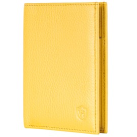 VON HEESEN Men's Leather Wallet with Coin Compartment and RFID Protection, Genuine Leather Wallet for Men and Women, Wallet, yellow, with coin pocket, With coin compartment