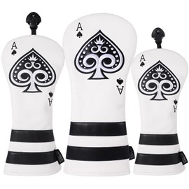 SHABIER Poker Ace Golf Wood Headcover Golf Driver/Fairway Woods/Hybrid Rescue Headcover (One Set (Driver+FW+HY))