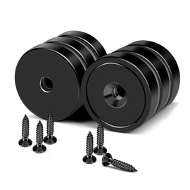 MIKEDE Neodymium Magnets, 40lbs Earth Magnets Heavy Duty, Small Round Rare Earth Base Magnet with Holes in The Center, Cup with Screws Disc Magnet for Wall Mounting - 6 Pack