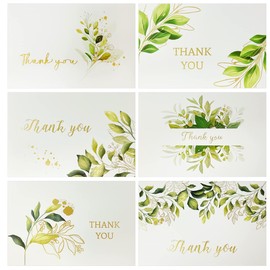 allydrew Blank Thank You Cards with Envelopes for Weddings, Bridal Showers, Baby Showers (Set of 4), Elegant Sprig