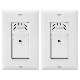 TOPGREENER Humidity Sensor and Fan Control Switch, Ventilation Fan Humidity Sensor Switch, Fan Switch, Neutral Wire Required, TDHS5, 2-Pack