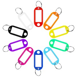 ZBOOROOR 20 Pcs Key Tags with Labels - 10 Colors Key Ring Tags with Split Key Ring, Blank Name Tag, Key ID Tags for Luggage