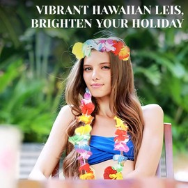 20 Pcs Hawaiian Garlands Luau Aloha Flower Lei Hawaiian Fancy DressHawaiian Party Decorations Beach Accessories Hawaiian Theme Party Supplies Tropical Hawaiian Decorative Favours for Adults Kids