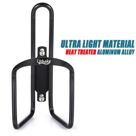 USHAKE Water Bottle Cages, Basic MTB Bike Bicycle Alloy Aluminum Lightweight Water Bottle Holder Cages Brackets(1pc Pack- Drilled Holes Required) Black