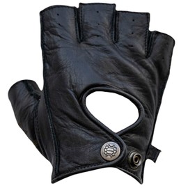 Mycl Turell Easy Rider Half Fingers Leather Motorcycle Gloves Men's Genuine Leather Gloves Men's Motorcycle Gloves Without Fingers Fingerless (Black, XXL)