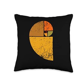 Fibonacci Sequence Golden Ratio Spiral Vintage Style Art Throw Pillow, 16x16, Multicolor