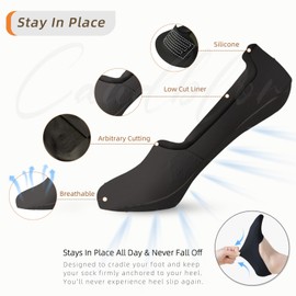 Caudblor Hombres Calcetines finos No Show para Loafer, Invisible Low Cut Liners No See Non Slip Sock 6 Pares