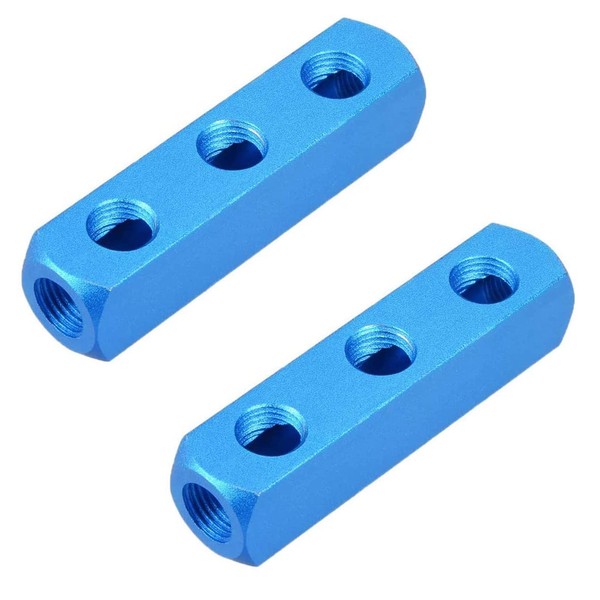 3 Way 6 Port Manifold Block Splitter,1/4" Pneumatic Air Hose