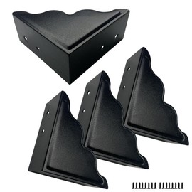 Sutfmwe Large Metal Corner Guards 3.7 x 3.7 x 1.5 Inch Set of 4, Decorative Black Corner Protector for Vintage Industrial Wooden Furniture Tables, Barn Doors, Wood Frames, Boxes, Angle Edge Protection