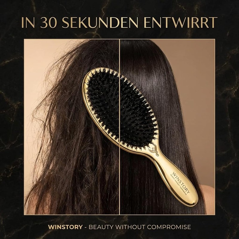 WinStory Extensions Hair Brush Gold for Bondings, Wefts and Clip-Ins