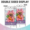 Welcome Easter Bunny Dog Large Decorative House Flag, French Bulldog