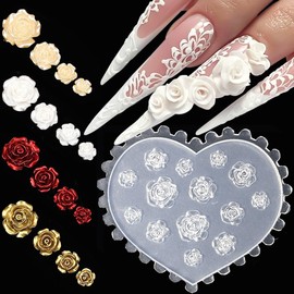 3D Flower Molds Silicone Nail Tools Rose Camellia Nail Molds Flower Nail Charms Resin Molds Nail Art Carving Floral Silicone Molds for Resin Accessories Nail Flowers Epoxy Molds Women Nail Supplies