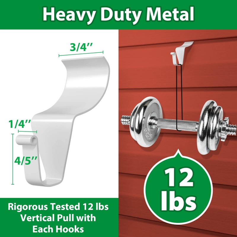 Vinyl Siding Hooks for Hanging (12 Pack), No Nails &