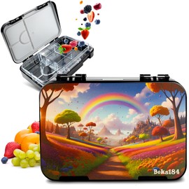 Boks184 Rainbow Lunch Box for Children with Compartments - Bento Box Leak-Proof - Robust - BPA Free Lunch Box - Lunch Box for School, Nursery & Excursions - Snack Box - Lunch Box