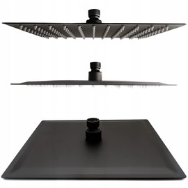 AquaParts Shower Head | 25 cm | 1/2 Inch | Black | Rain Shower | Diameter | Waterfall Shower Head | Adjustable Shower Head | Water-Saving with Anti-Limescale Nozzles