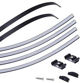 Muzata 6PCS 3'3'' Flexible Black LED Channel with Milky White Cover Bendable Aluminum Track Curved Mount for LED Strip Light Installations U106 1M BW, LB1