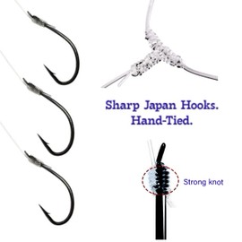 Made in USA Bottom Fishing Rig Kit – All-in-One Saltwater & Freshwater Hand-Tied Fishing Rigs with Japanese Maruseigo Hooks, PE Leader Line, Weights – Catfish, Flounder, Snapper,Cod,Walleye,Blackfish