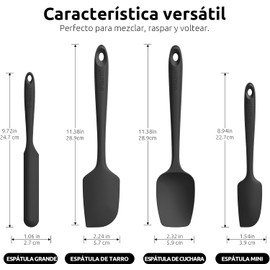U-Taste Juego de Espátula de Silicona Resistente al Calor de 600 Grados Fahrenheit (Negro)