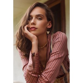 KOOUNUATA Boho Triangle Dangle Drop Earrings Long Geometric Flat Brush Hanging Earrings 18K Gold Statement Jewelry Gifts for Women