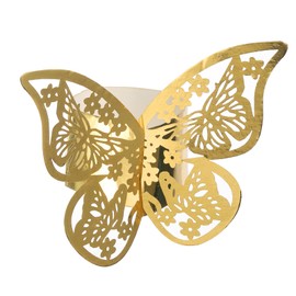 sourcing map 100Pcs Butterfly Paper Napkin Rings, 3D Laser Cut Cutout Paper Napkin Holder for Weddings Party Serviette Table Decoration Restaurant (Reflective Gold)