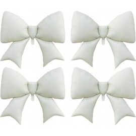 Bowing Balloons White, Pack of 4 White Bow Foil Balloons, Bow Balloons Birthday, Bow Helium Balloons for Birthday, Wedding, Bachelorette Party, Baby Shower