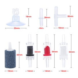 ESUMIC 60 Pieces Fish Tank Air Pump Accessories Kits, 18 Check Valves, 6 Bubble Air Stones, 12 Suction Cup Clips, 24 I & T Type Connectors