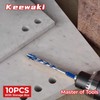 Keewaki Cross-Tip Carbide Drill Bits with Serrated Teeth, 5/32"–1/2" 10-Piece