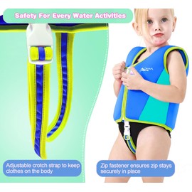 OMYAFL Toddler Swim Vest Kids Floaties Boys Girls Swim Float Jacket Buoyancy Swimwear (Blue/Aqua, Large(4-6yrs/45-60lbs))