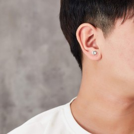 Philip Jones Men's Silver Plated Round Magnetic Clip On Stud Earrings Created with Zircondia® Crystals