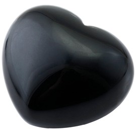 KYEYGWO Black Obsidian Puff Heart Healing Crystals Love Stone, Pocket Stones Palm Worry Stone for Reiki Meditation Balancing, 1.7" (1 PCS)
