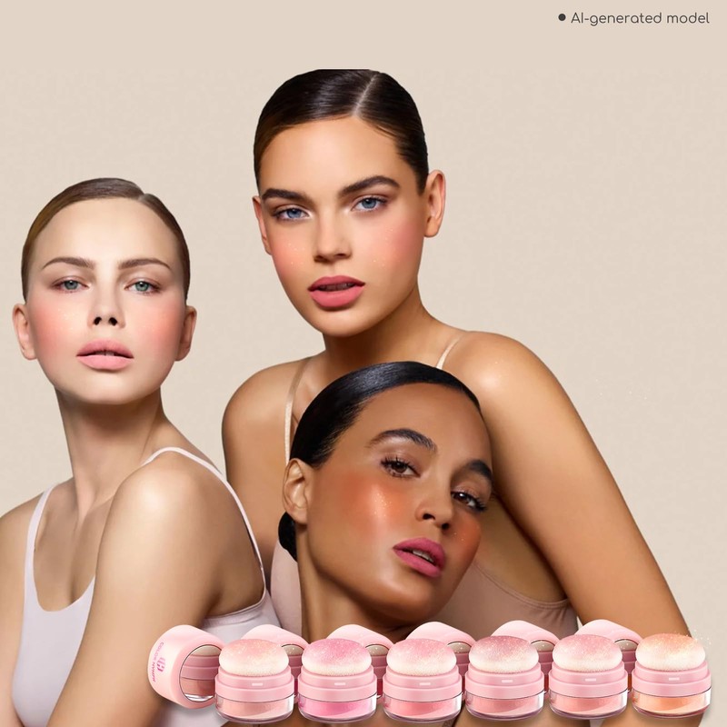 Color Nymph Powder Blusher, Face Blush Mushroom Air Cushion Micro-Shimmer