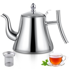 Teapot with Strainer Insert, Stainless Steel Teapot with Strainer Insert 1 L, Teapot with Strainer for Loose Tea and Tea Bags, Can Be Used on Induction Cookers