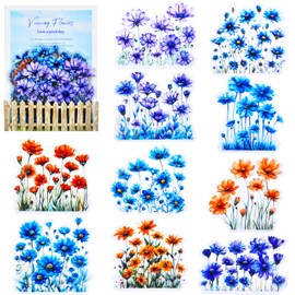 20 Pieces Mini Flowers Wall Decals Colorful PET Micro Floral Wall Stickers for DIY Miniatures Dollhouse Kitchen Bedroom Living Room Art Landscaping Decor(Flower 2)