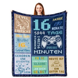 Parcae 16th Birthday Boy, Gifts for 16 Year Old Boys, Boys Gifts 16 Years, Decoration 16th Birthday Boy, 16 Year Old Girl/Boy, Birthday 16 Years Boy Teenager Blanket 150 x 130 cm