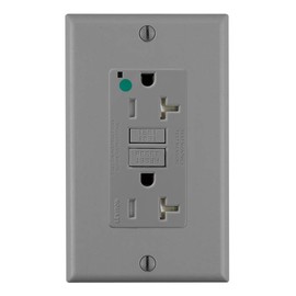 Leviton 20A-125V Extra-Heavy Duty Hospital Grade Tamper-Resistant Duplex Self-Test GFCI Receptacle, 20-Amp, GFTR2-HGG, Gray