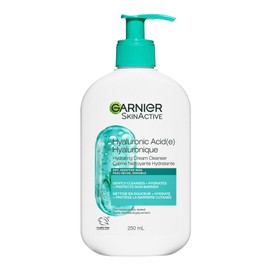 Garnier Hyaluronic Acid Hydrating Cream Cleanser, Cream to Foam Formula, Cleanses, Hydrates, Replumps Dry, Sensitive Skin pH Neutral Microbiome-Friendly, 250 ml