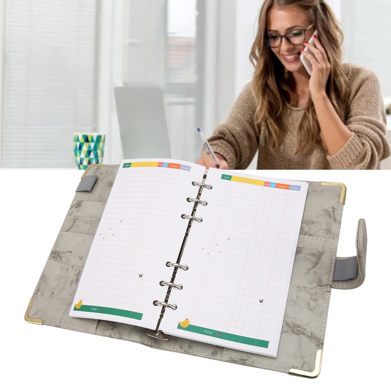 Budget Binder with Cash Envelopes PU Leather Marbling A6 Money