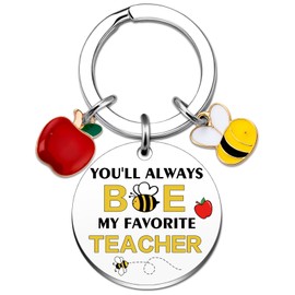 Teacher Gifts Bee Teacher Keychain Teachers Appreciation Gifts for Women Men Bee Gift for Teachers Thank You Gift for Instructor Educator Birthday Graduation Christmas Presents for Her Apple Jewelry