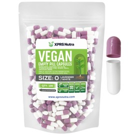 XPRS Nutra Size 0 Empty Capsules - 100 Count Empty Vegan Capsules - Vegetarian Empty Pill Capsules - DIY Vegetable Capsule Filling - Veggie Pill Capsules Empty Caps (Lavender/White)