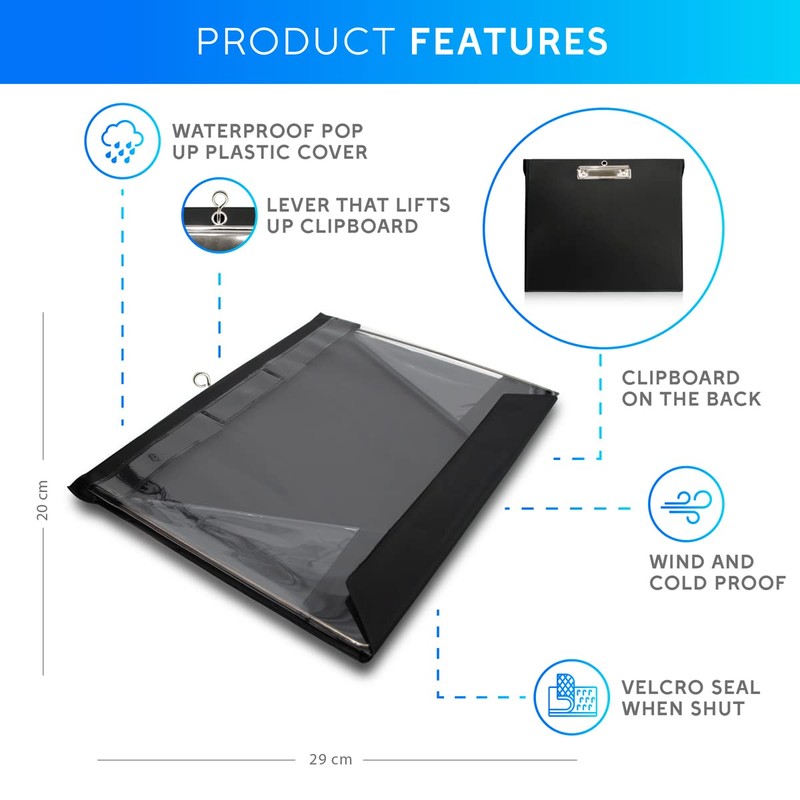 volila Waterproof Clipboard - (20 x 29cm) Landscape Waterproof Clipboard