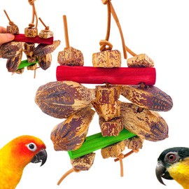 Bonka Bird Toys 2755 Mahogany Chomp Chew Medium Parrot Cage Toy, Conure, Caique, Quaker, and Similar Breed Sizes