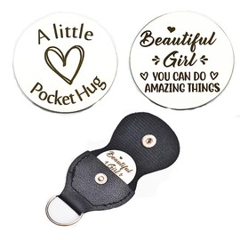 Inspirational Pocket Hug Token Gifts for Girls Women Beautiful Girl You Can Do Amazing Things Pocket Hug Keychain for Daughter Christmas Birthday Gifts Hug Tokens Keepsake